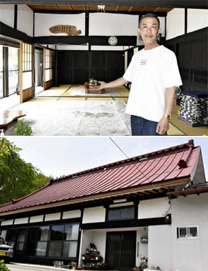 (写真上）「誰でも気軽に立ち寄れる場にしたい」と民泊施設への思いを語る川島さん、（写真下）古民家を改装した民泊施設「堂平ガーデン矢内邸」